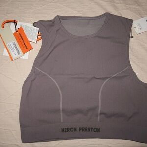 Heron Preston Women's Slate Gray Cropped Tank